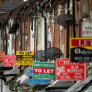 BIRMINGHAM, UNITED KINGDOM - OCTOBER 14:  An array of To Let and For Sale signs protrude from houses in the Selly Oak area of Birmingham on October 14, 2014 in Birmingham, United Kingdom. The ONS (Office for National Statistics) have released details of it's findings showing the north-south divide in house prices is the biggest in history. 
Properties in the London area are nearly 3.5 times more expensive than homes in the north-east of England.  (Photo by Christopher Furlong/Getty Images)